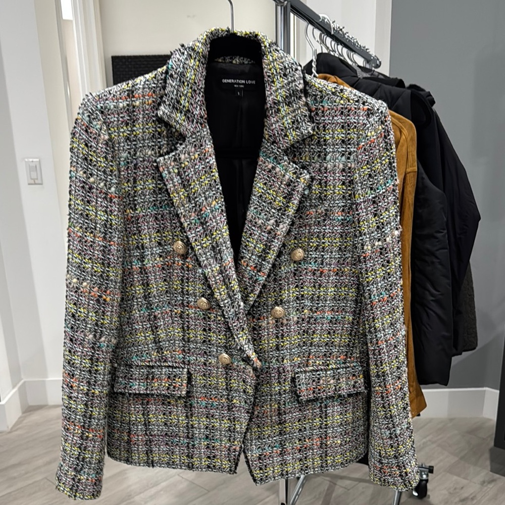 Generation Love Black and Gray Tweed Blazer